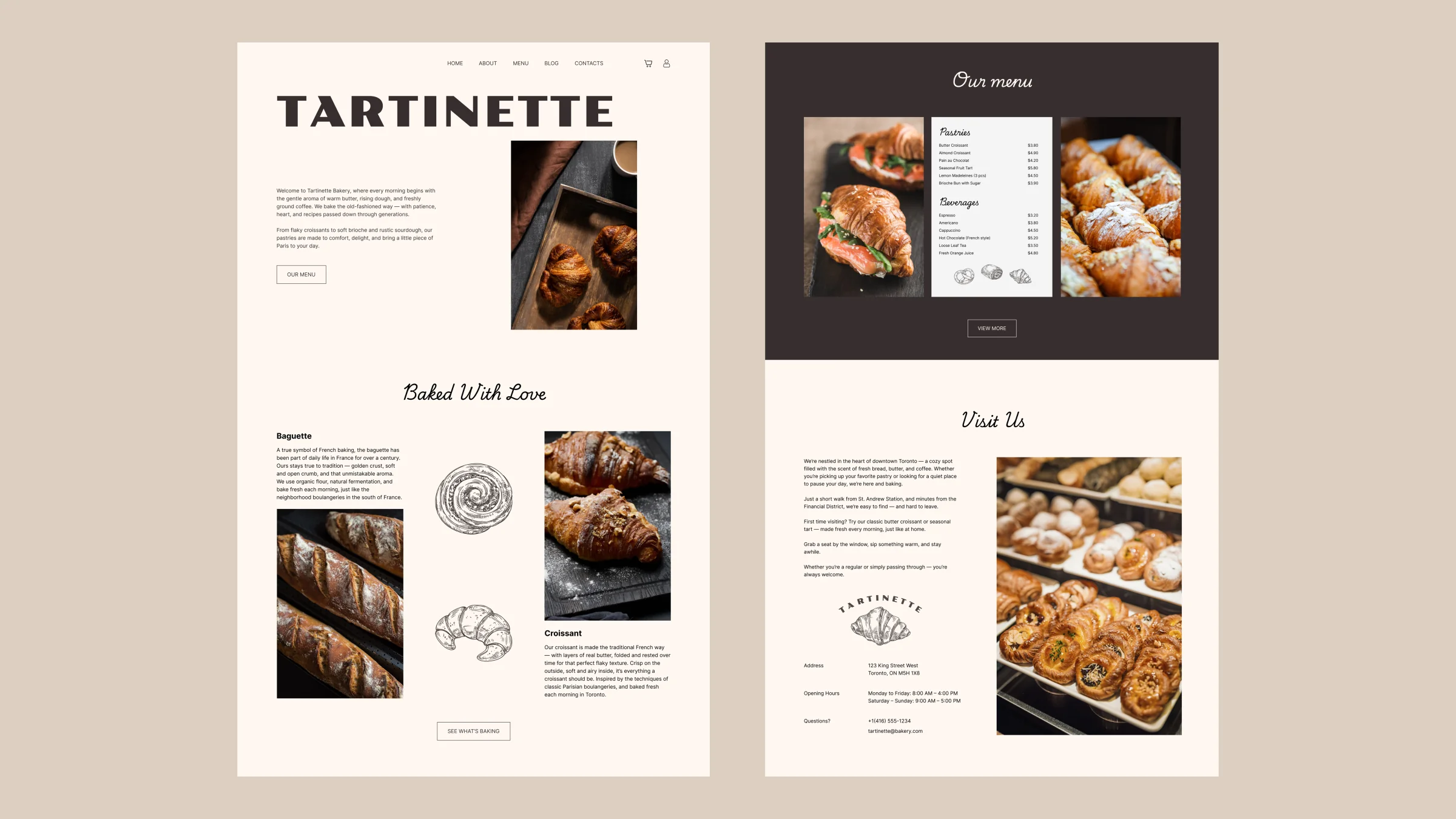 Tartinette — final site, key sections